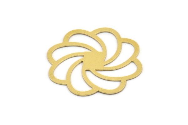 Brass Flower Charm, 6 Raw Brass Flower Charms, Charm Pendants, Connector Findings (38x36x0.60mm) A4862 Cheap