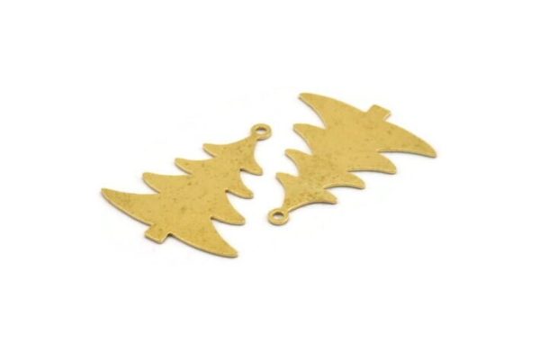 Brass Tree Charm, 8 Raw Brass Tree Charms With 1 Loop, Pendant, Findings (29x24x0.60mm) A5375 on Sale - Image 3