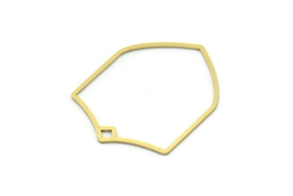 Brass Shield Charm, 2 Raw Brass Shield Charms With 1 Loop, Geometric Findings (38x29.5x0.80mm) SMP0731 on Sale - Image 2