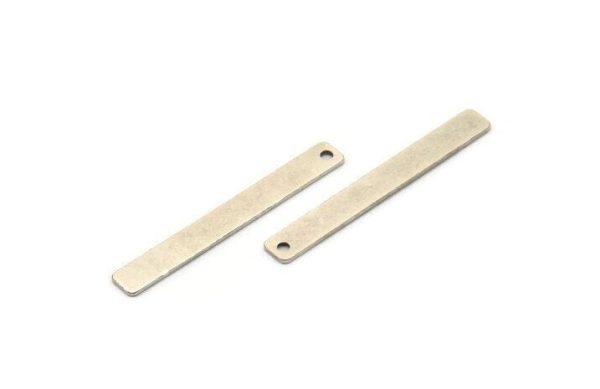 Tiny Rectangle Bar, 10 Antique Silver Plated Brass Rectangle Stamping Blanks with 1 Hole, Necklace Finding (40x5x0.80mm) U032 on Sale - Image 3