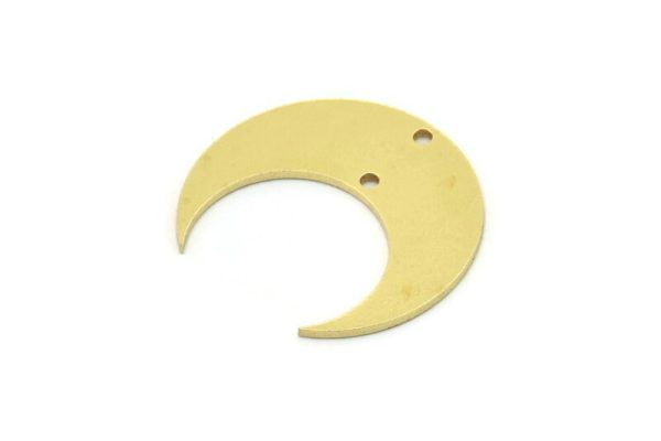 Brass Moon Charm, 8 Raw Brass Crescent Moon Charms With 2 Holes, Findings (23.5x9x0.80mm) SMP0837 Online