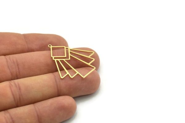 Brass Irregular Charm, 4 Raw Brass Irregular Shaped Charms With 1 Loop, Findings (35x31x0.60mm) SMP0748 Discount - Image 3