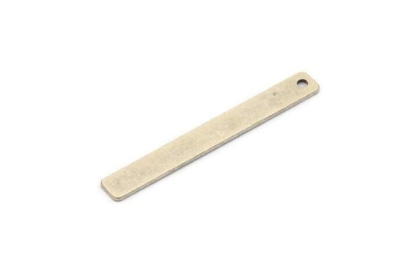 Tiny Rectangle Bar, 10 Antique Silver Plated Brass Rectangle Stamping Blanks with 1 Hole, Necklace Finding (40x5x0.80mm) U032 on Sale