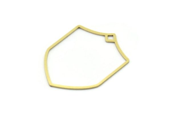 Brass Shield Charm, 2 Raw Brass Shield Charms With 1 Loop, Geometric Findings (38x29.5x0.80mm) SMP0731 on Sale