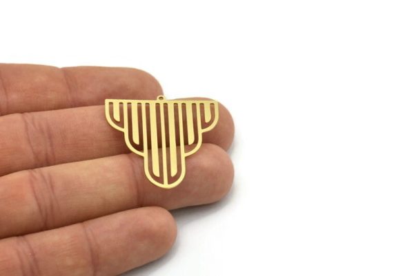 Brass Irregular Charm, 4 Raw Brass Irregular Shaped Charms With 1 Loop, Findings (35x32x0.60mm) SMP0836 Cheap - Image 3