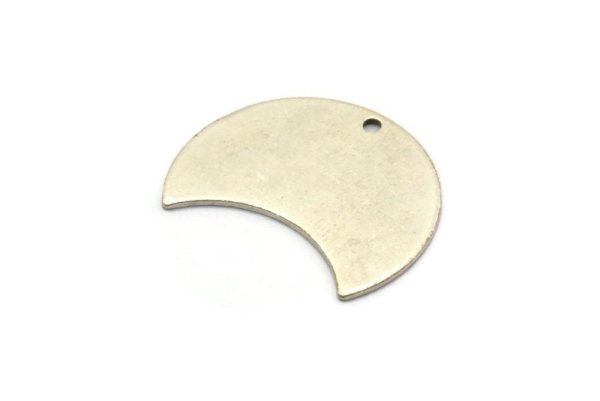 Silver Moon Charm, 6 Antique Silver Plated Brass Moon Charm With 1 Hole, Blanks, Findings (25x15x0.70mm) M729 Sale