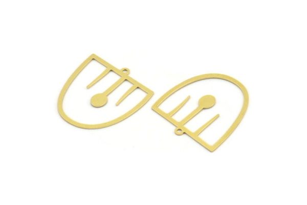 Brass D Shaped Charm, 12 Raw Brass D Shaped Charms With 1 Loop, Earrings, Findings (28x26x0.60mm) A4427 Sale - Image 3