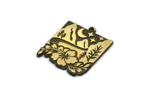 Brass Square Charm, Raw Brass Mountain And Tree Charm With 1 Loop, Flower Charms, Crescent Moon Charms, Findings (28x23x1.5mm) N2281 Sale